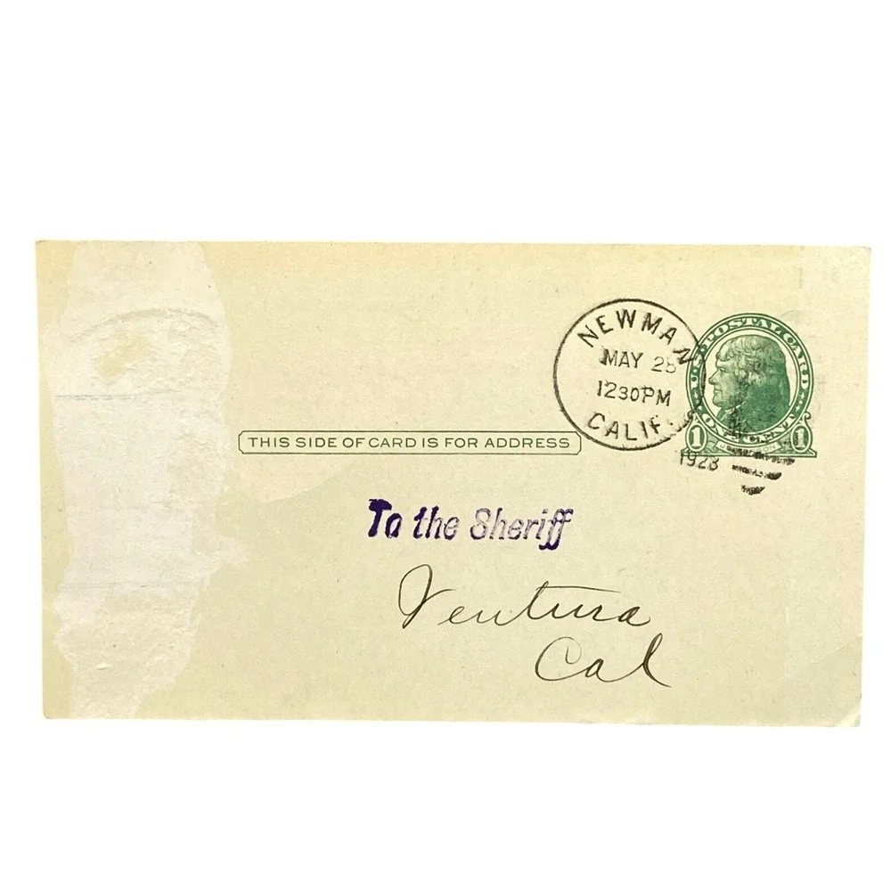 1923 Reward Postcard for Burglary Antique Ephemera Postmarked California Sheriff